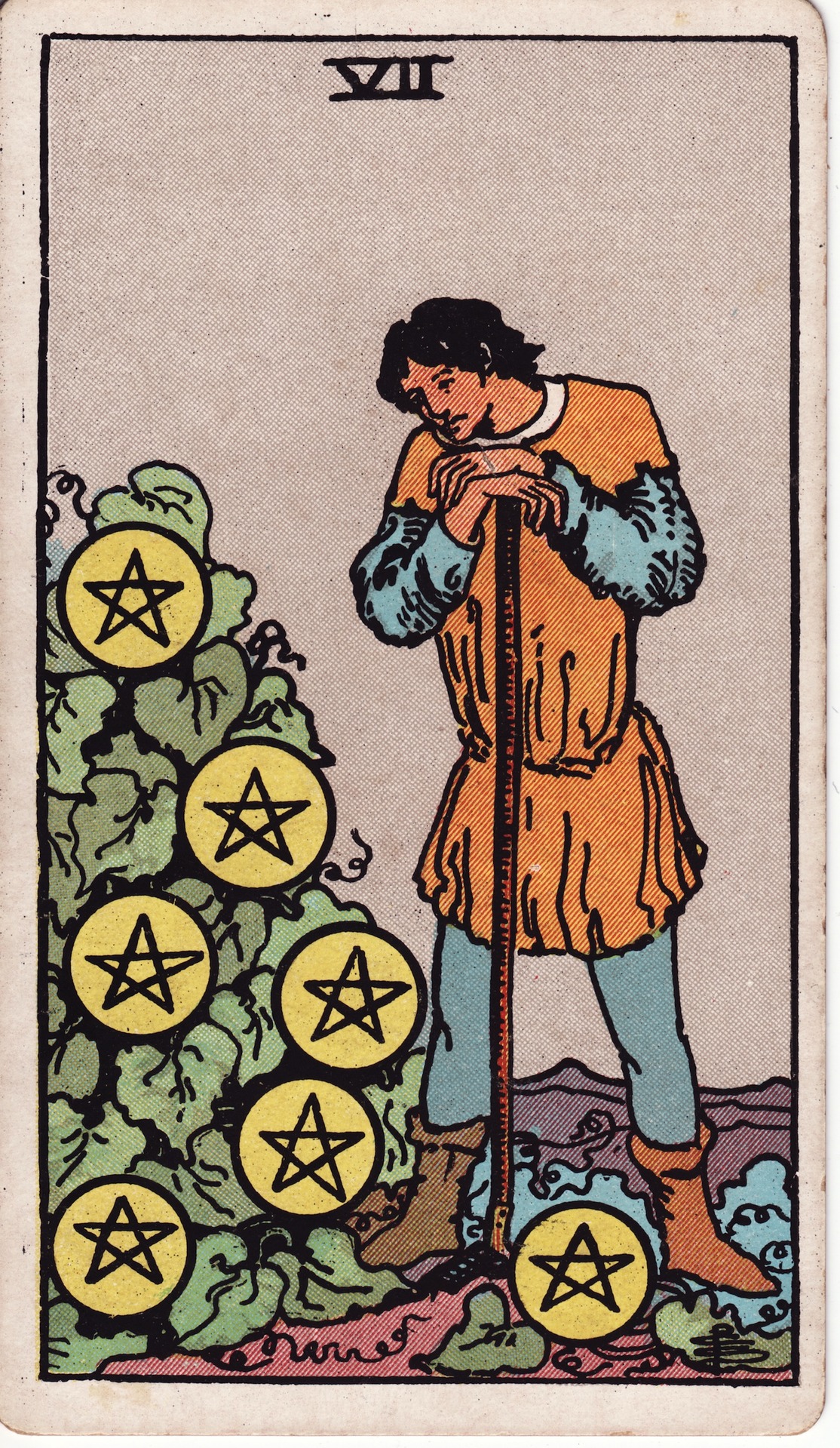 Seven of Pentacles (钱幣七) - Rider–Waite Tarot