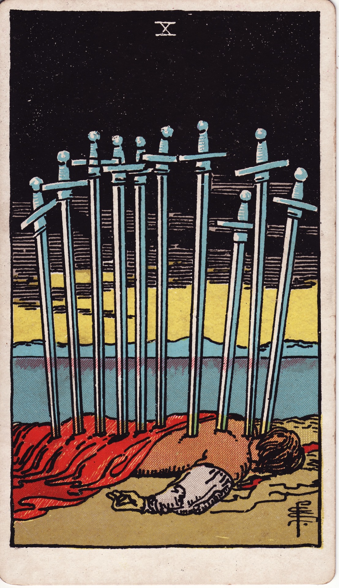 Ten of Swords (宝剑十) - Rider–Waite Tarot