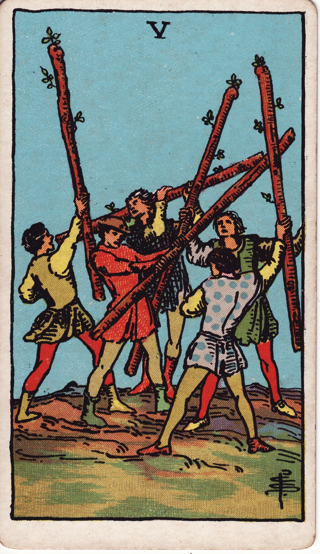 Five of Wands (权杖五) - Rider–Waite Tarot
