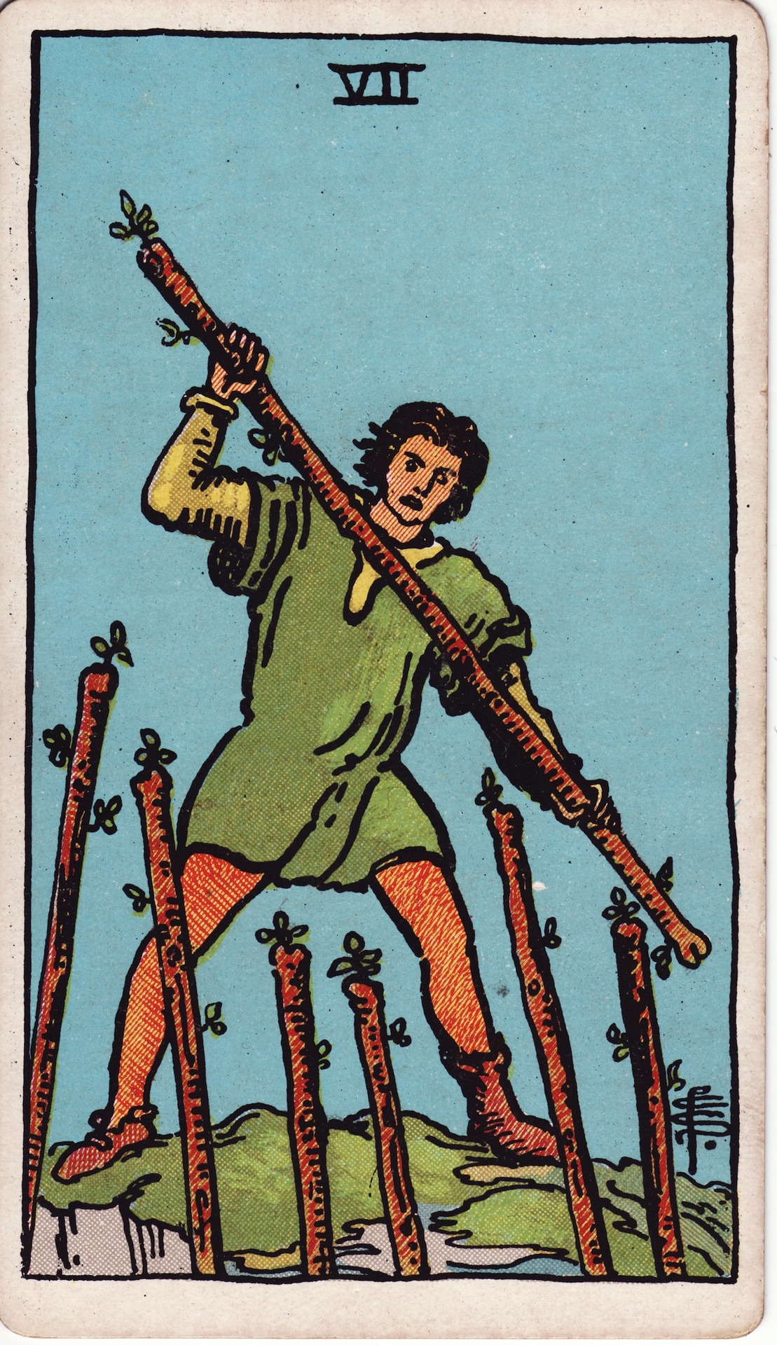 Seven of Wands (权杖七) - Rider–Waite Tarot